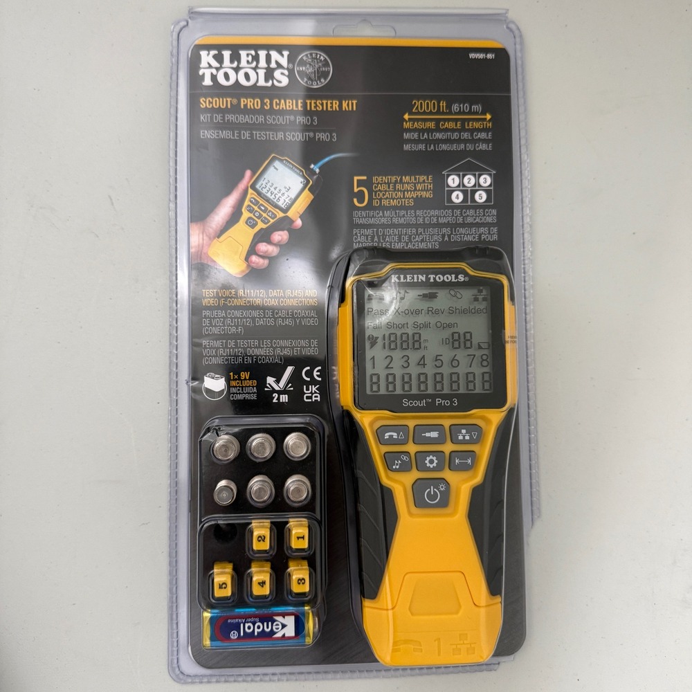 Klein Tools Scout Pro 3 Cable Tester Kit Network Coax Phone Voice Data Video NEW